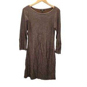MSK Brown Metallic Sweater Dress Zip Sleeve Detail Women Size Small